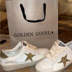 Golden Goose White Sneakers with Gold Star